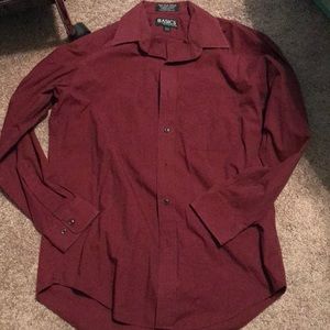 15 1/2. 32/33 burgundy long sleeve